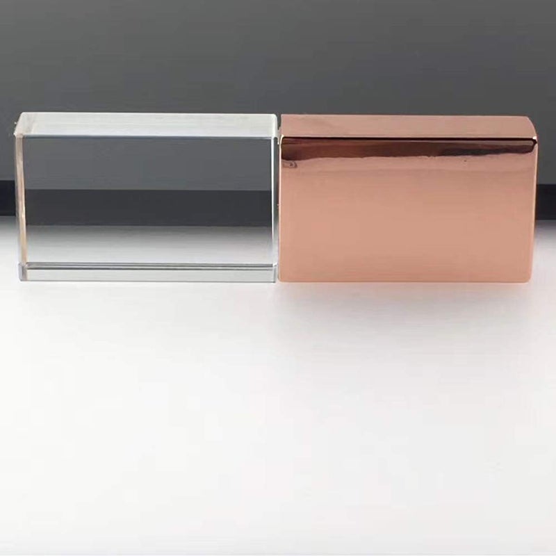 SXBan Rose Gold Crystal 8GB USB 2.0 Flash Drive LED Light Glass Clear Pen Thumb Drive Boy Girl Men Women Kids Mom Dad Boyfriend Daughter Memory Stick Pendrive Unique Cool Novelty Wedding Photography Gift - Image 2